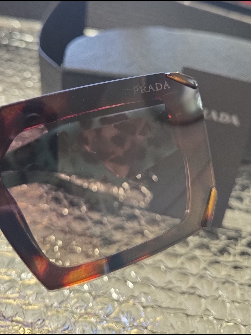 Prada Women's Square Tortoiseshell Sunglasses - Brown - Picture 5 of 6